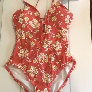 Loft swimsuit, one piece, coral,Floral, Medium NWT